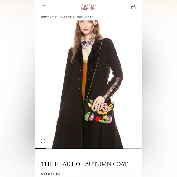 Aratta The Heart of Autumn Elegant Black Coat - Picture 7 of 7